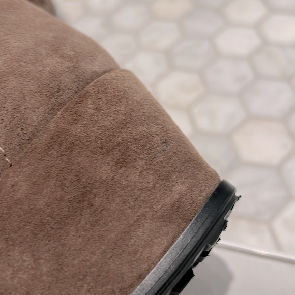 Stuart Weitzman Troll Brown Suede Fur Trim Platform Wedge Aprés Leather Boots - Picture 16 of 17